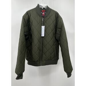 Spire Mens Olive Green Quilted Zip Front Jacket Size XL
